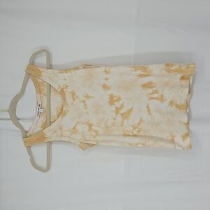 Elizabeth and James Women’s Tank Top Tie Dye Muted Yellow and White Size Small